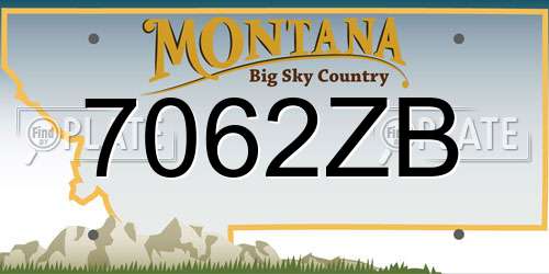 7062ZB Montana License Plate