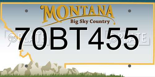 70BT455 Montana License Plate