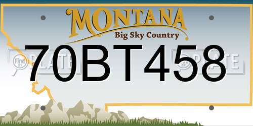 70BT458 Montana License Plate