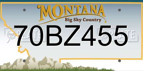 70BZ455 Montana License Plate