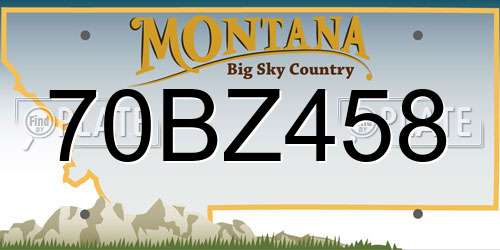 70BZ458 Montana License Plate