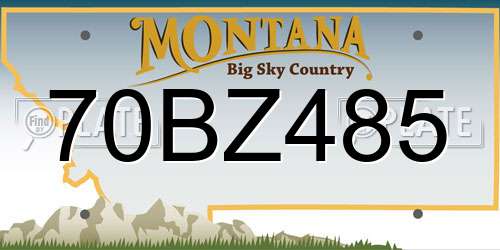 70BZ485 Montana License Plate
