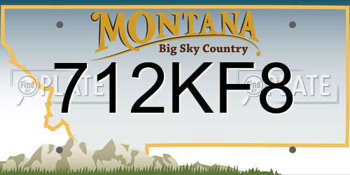 712KF8 Montana License Plate