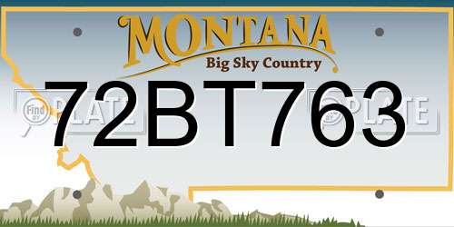72BT763 Montana License Plate