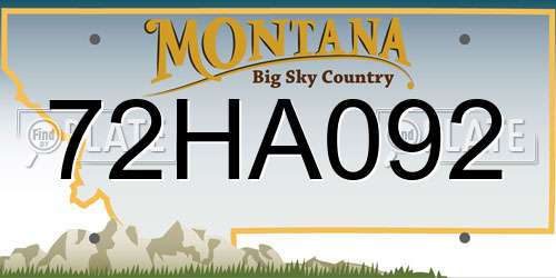 72HA092 Montana License Plate