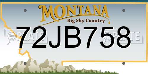 72JB758 Montana License Plate