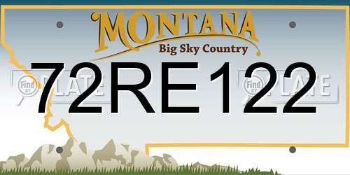 72RE122 Montana License Plate