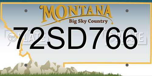 72SD766 Montana License Plate