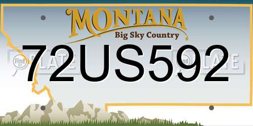 72US592 Montana License Plate