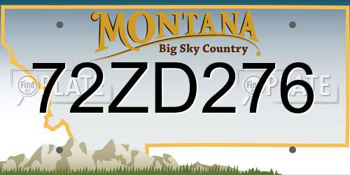 72ZD276 Montana License Plate