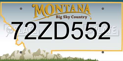 72ZD552 Montana License Plate