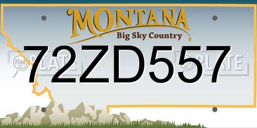 72ZD557 Montana License Plate