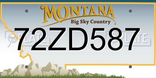 72ZD587 Montana License Plate