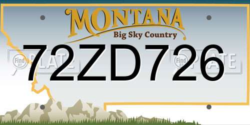 72ZD726 Montana License Plate