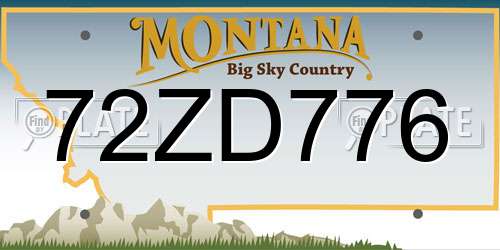 72ZD776 Montana License Plate