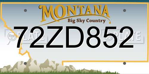 72ZD852 Montana License Plate