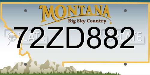 72ZD882 Montana License Plate
