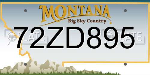 72ZD895 Montana License Plate