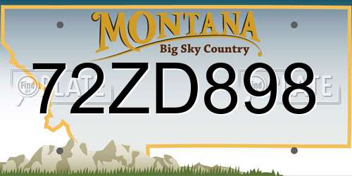 72ZD898 Montana License Plate