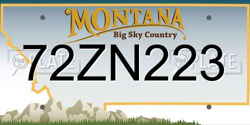 72ZN223 Montana License Plate