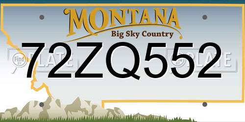 72ZQ552 Montana License Plate