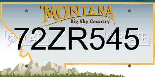 72ZR545 Montana License Plate