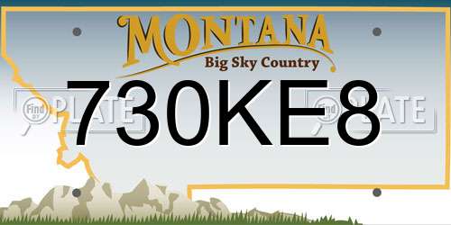 730KE8 Montana License Plate