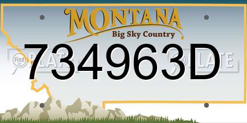 734963D Montana License Plate