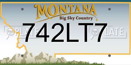 742LT7 Montana License Plate