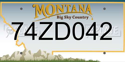 74ZD042 Montana License Plate