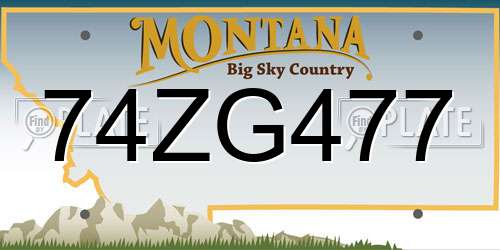 74ZG477 Montana License Plate