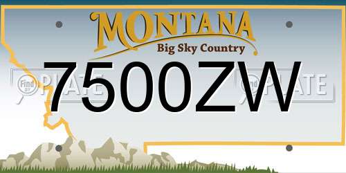 7500ZW Montana License Plate
