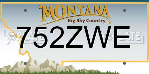 752ZWE Montana License Plate