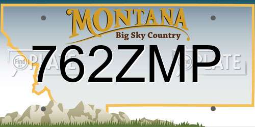 762ZMP Montana License Plate