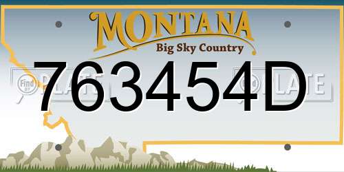 763454D Montana License Plate