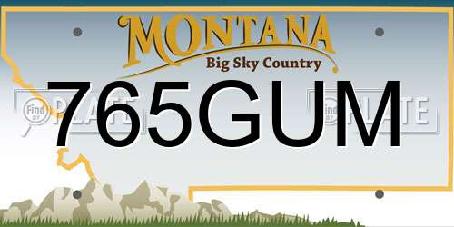 765GUM Montana License Plate