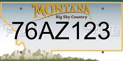 76AZ123 Montana License Plate