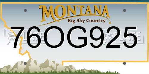 76OG925 Montana License Plate