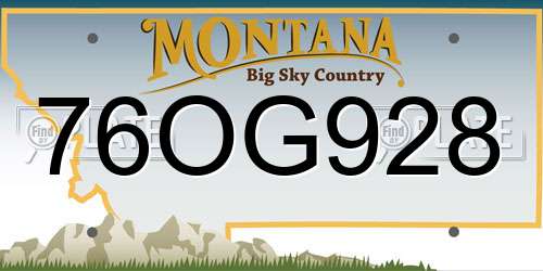 76OG928 Montana License Plate