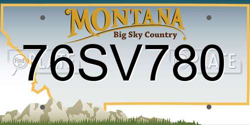 76SV780 Montana License Plate