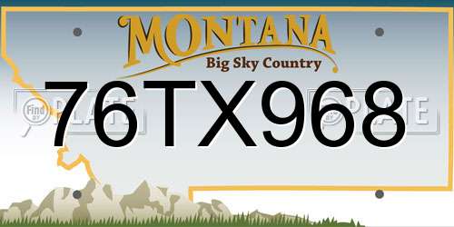 76TX968 Montana License Plate
