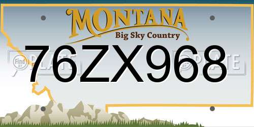 76ZX968 Montana License Plate