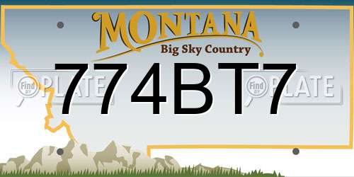 774BT7 Montana License Plate