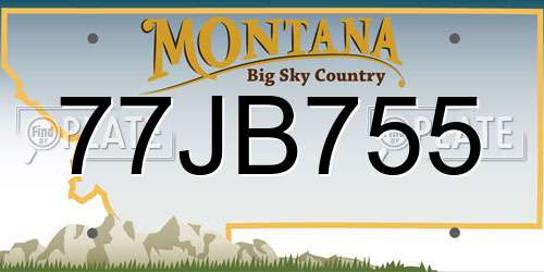 77JB755 Montana License Plate