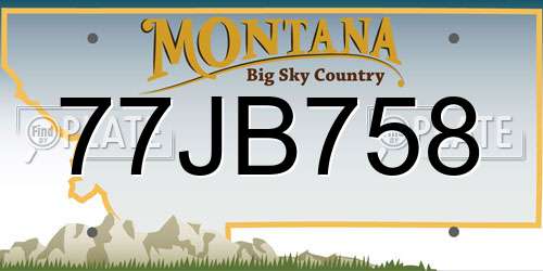 77JB758 Montana License Plate