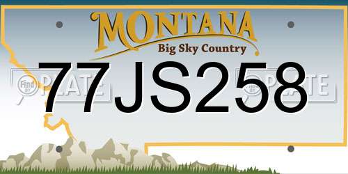 77JS258 Montana License Plate