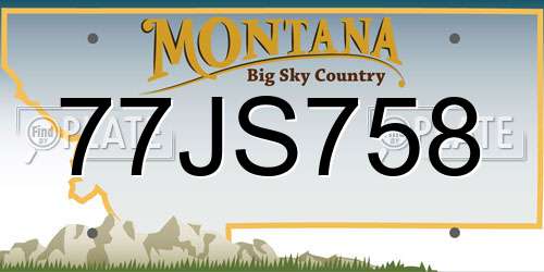 77JS758 Montana License Plate