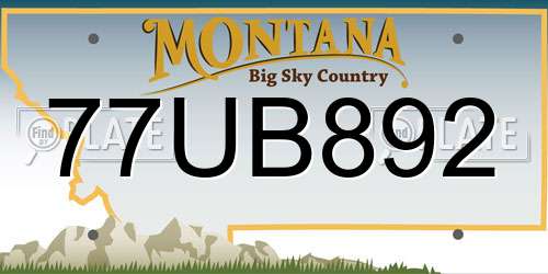 77UB892 Montana License Plate