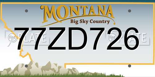 77ZD726 Montana License Plate