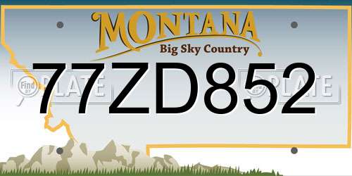 77ZD852 Montana License Plate